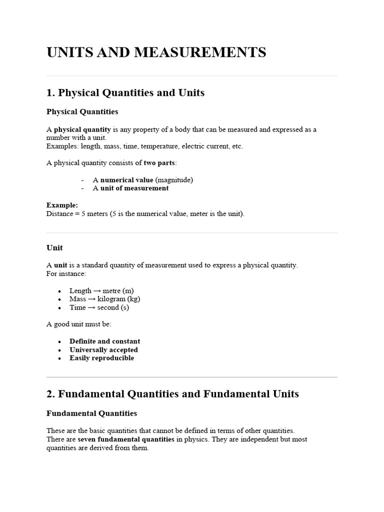 Physics - Units and Measurements | PDF | International System Of Units ...