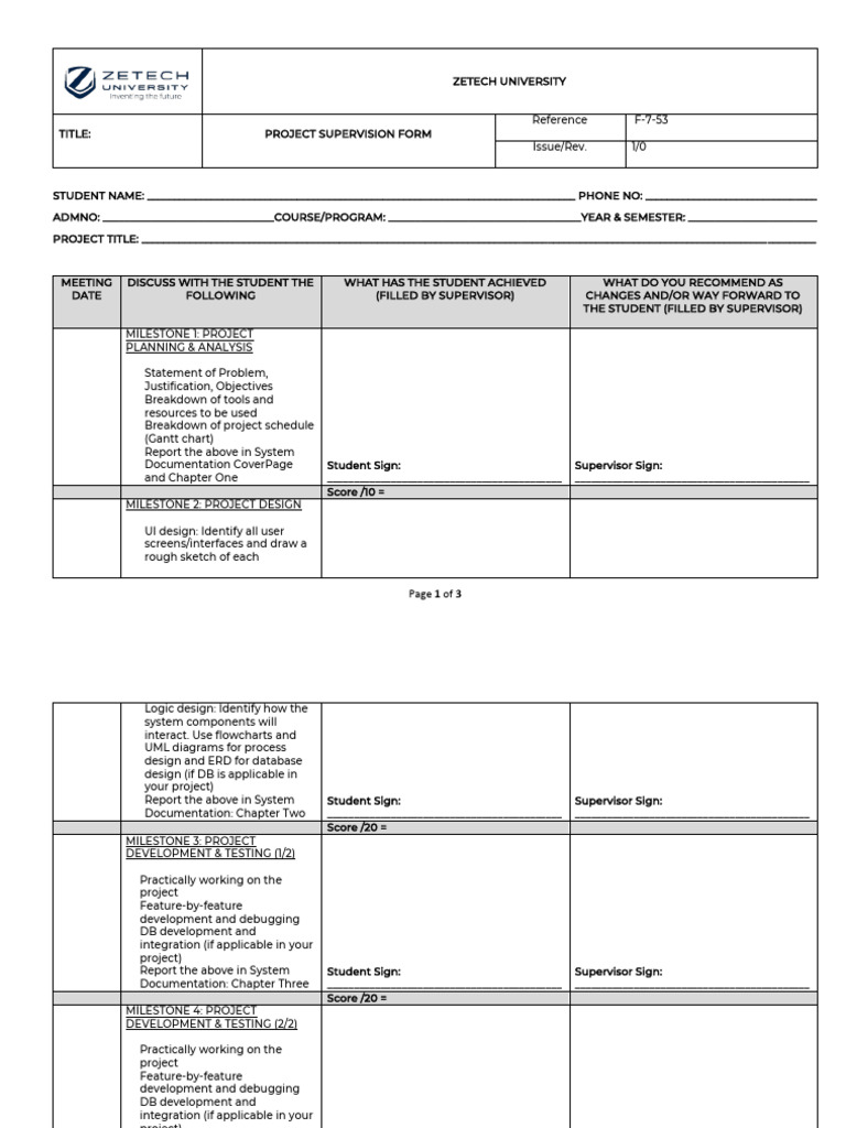 Project Supervision Form (Updated May 2025) | PDF | Computer Science ...