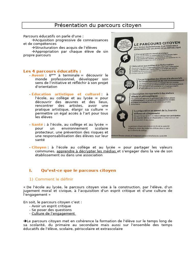 Parcours citoyen : éducation et engagement | PDF