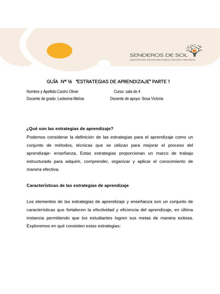 Copia de 16 GUIA #16 ESTRATEGIAS DE APRENDIZAJE PARTE 1 | PDF ...