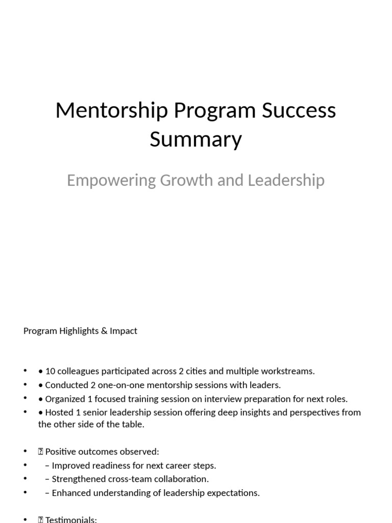 Mentorship Program Success Summary | PDF