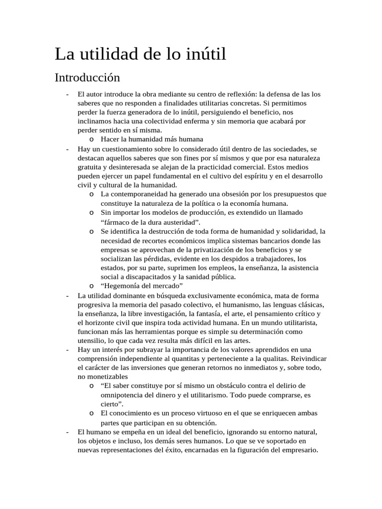 La defensa de lo inútil en la cultura | PDF | Amor | Enseñando