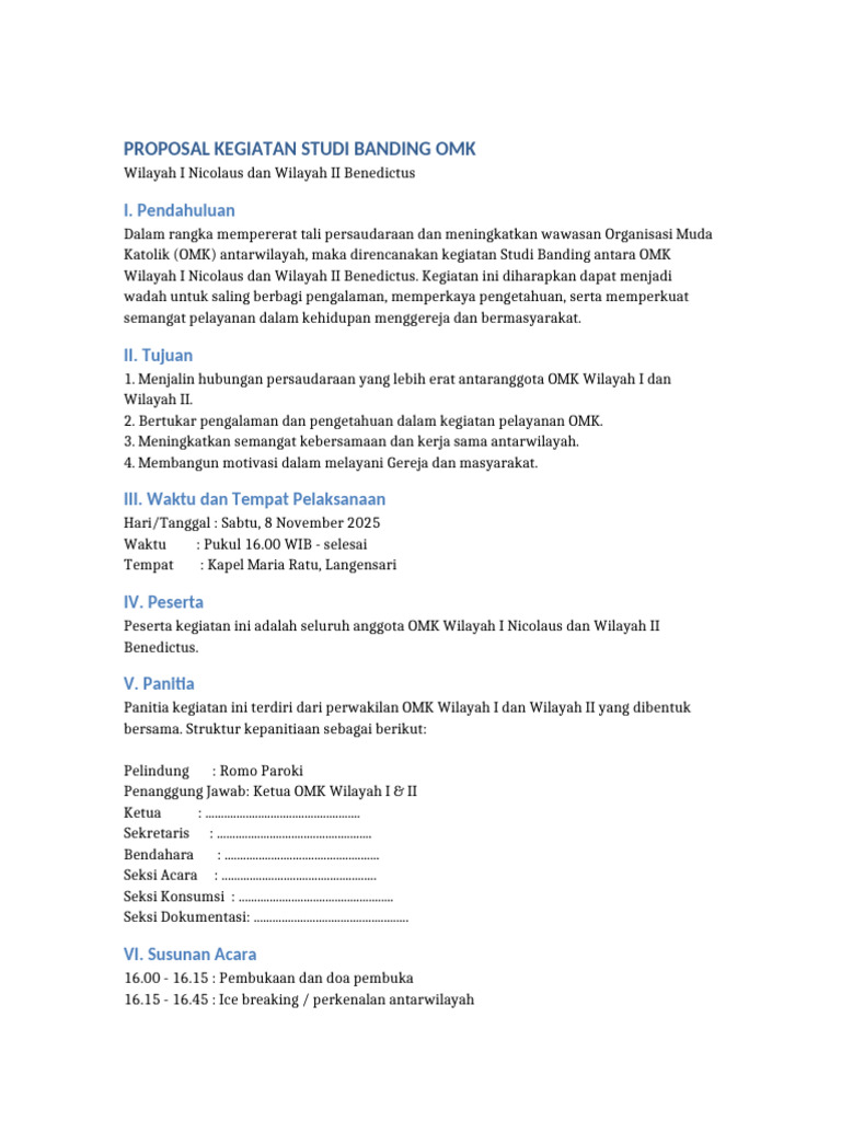 Studi Banding OMK Wilayah I & II | PDF