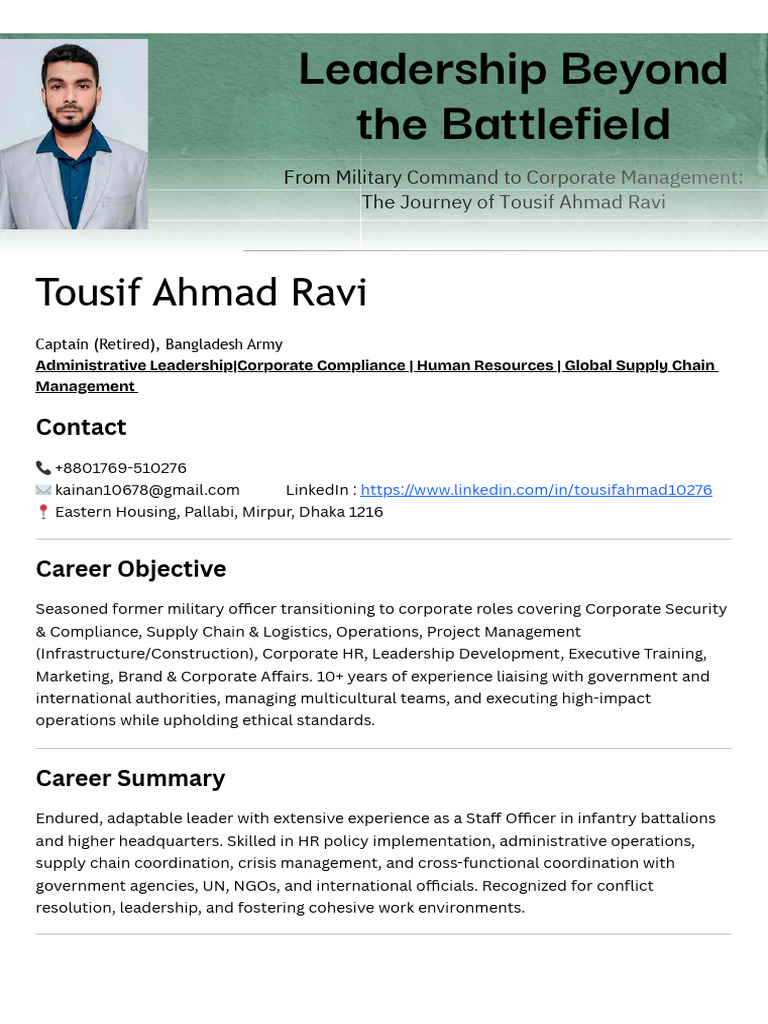 Military to Corporate Leadership Journey | PDF | Supply Chain | Procurement