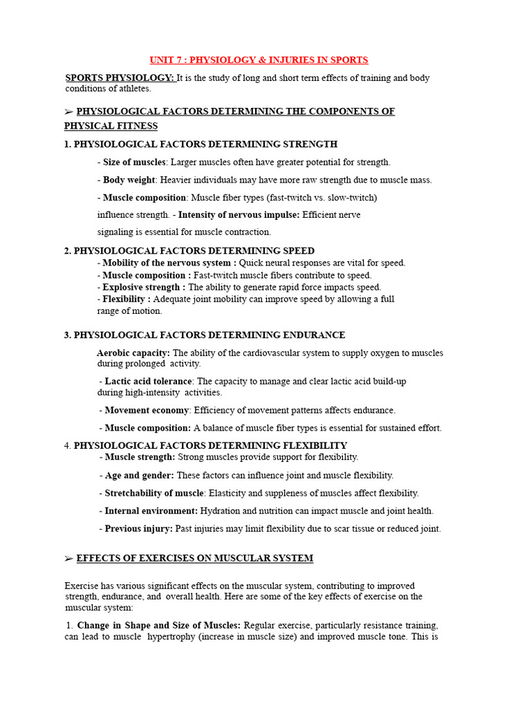 Sports Physiology and Injury Overview | PDF | Skeletal Muscle | Heart