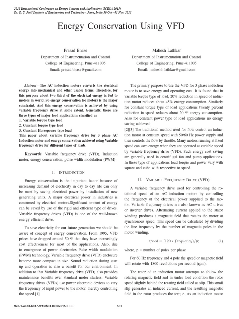 Energy Savings with Variable Frequency Drives | PDF | Power Inverter ...