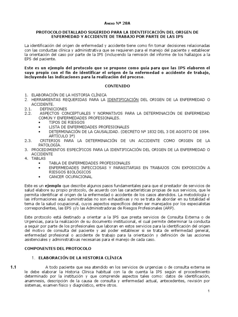 Anexo #28A Ejemplo Identificación ORIGEN ENFERMEDAD IPS | PDF