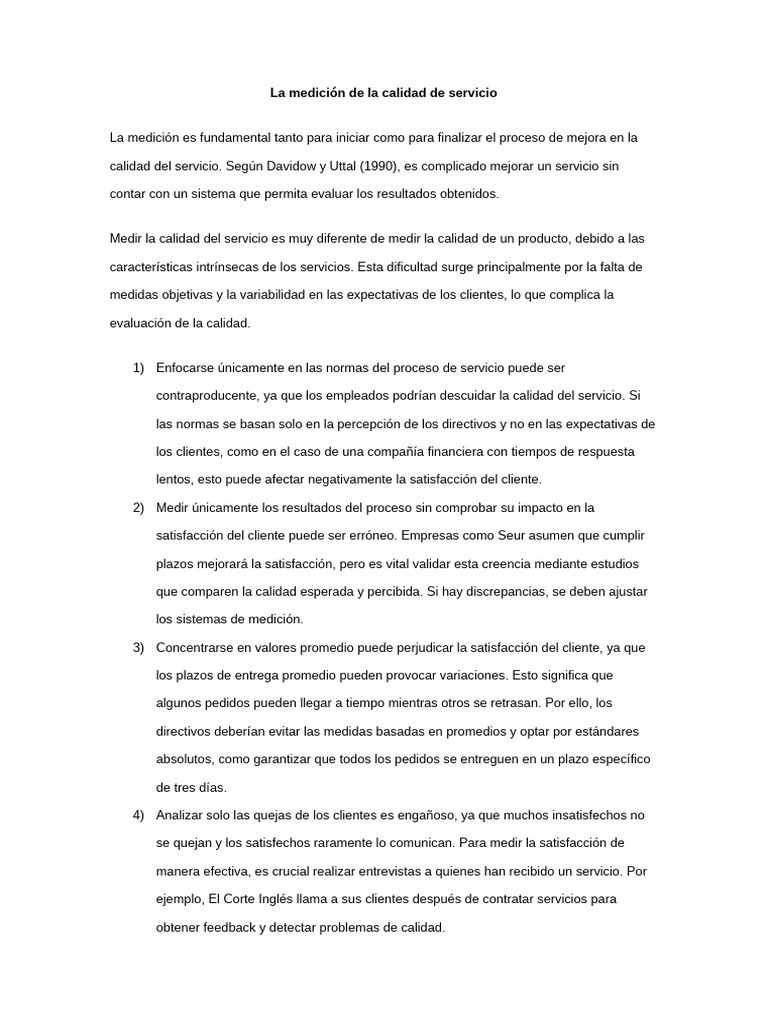 Medición de la Calidad del Servicio | PDF | La satisfacción del cliente ...
