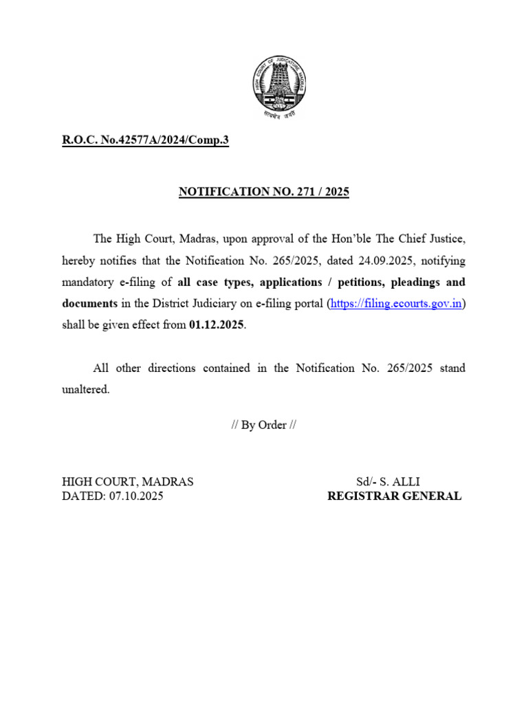 EFiling Notification 271 2025 | PDF