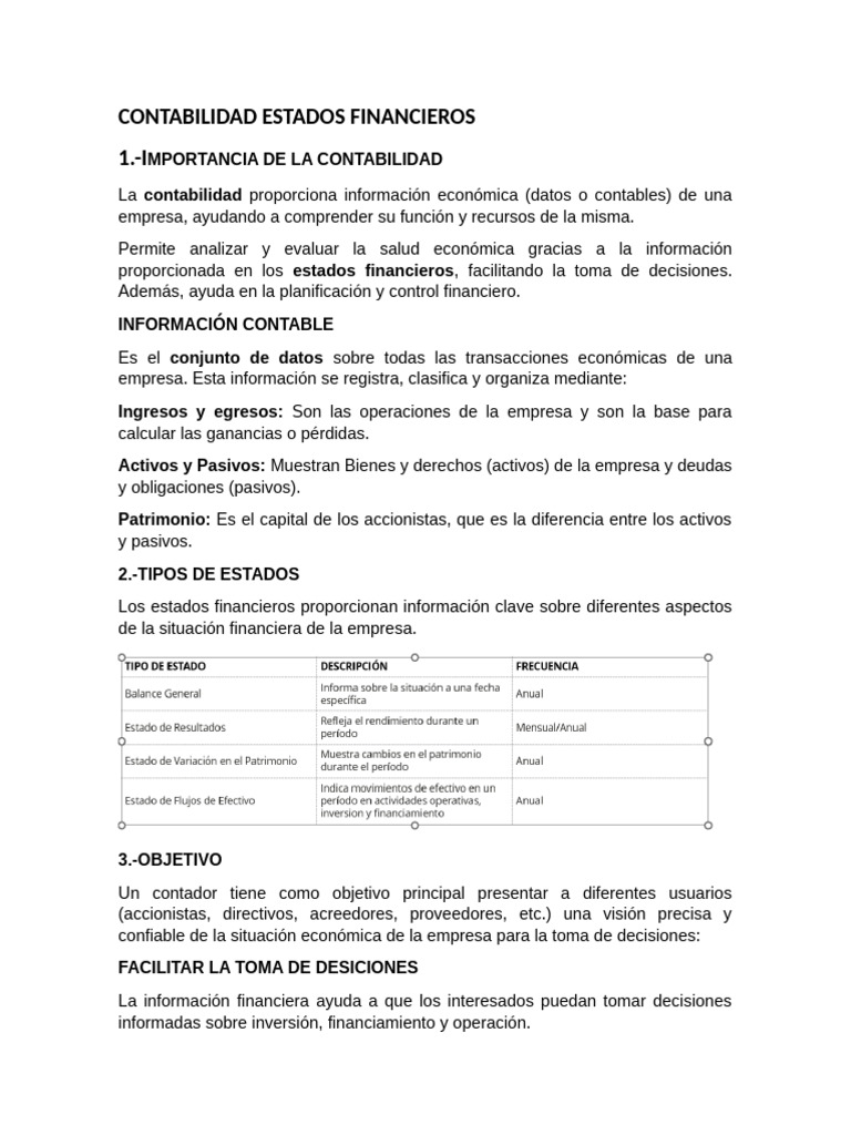 Contabilidad Estados Financieros | PDF | Estado financiero | Contabilidad