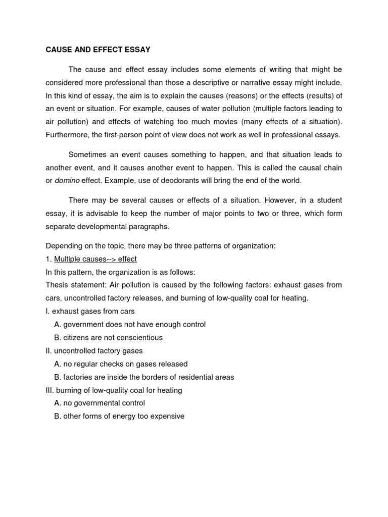 Cause and Effect Essay Guide | PDF | Causality | Violence