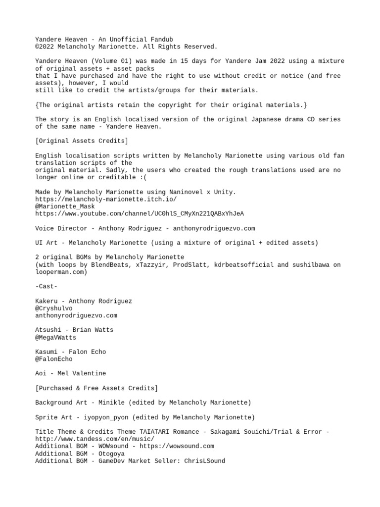 License & Credits | PDF
