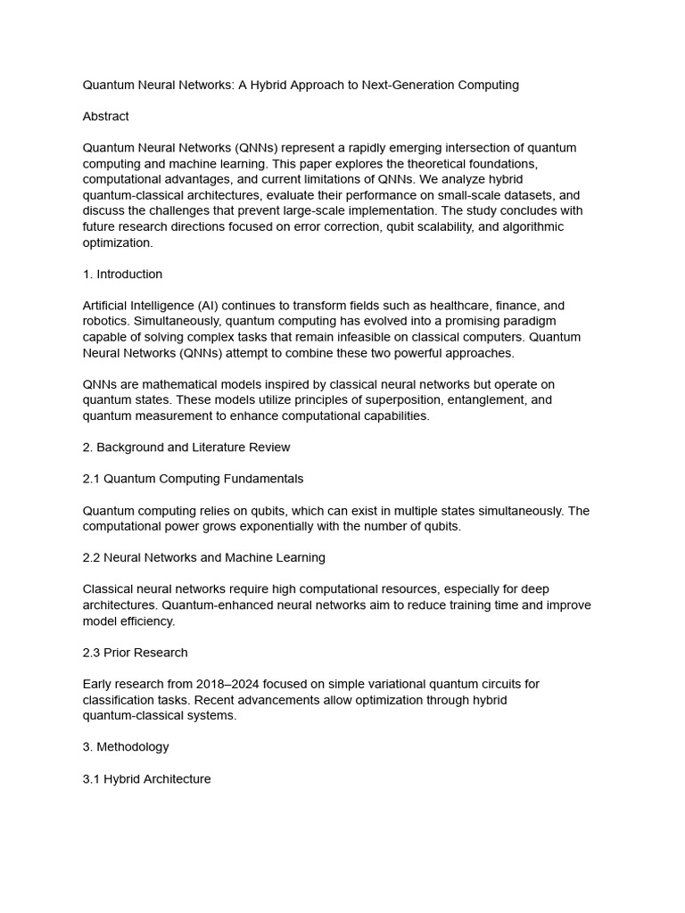 Quantum Neural Networks: Hybrid Computing Insights | PDF | Quantum ...