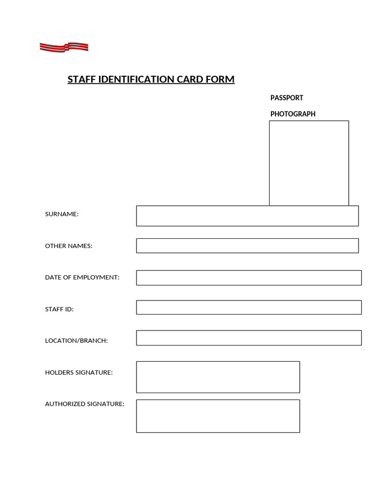 Staff Identification Card Application | PDF