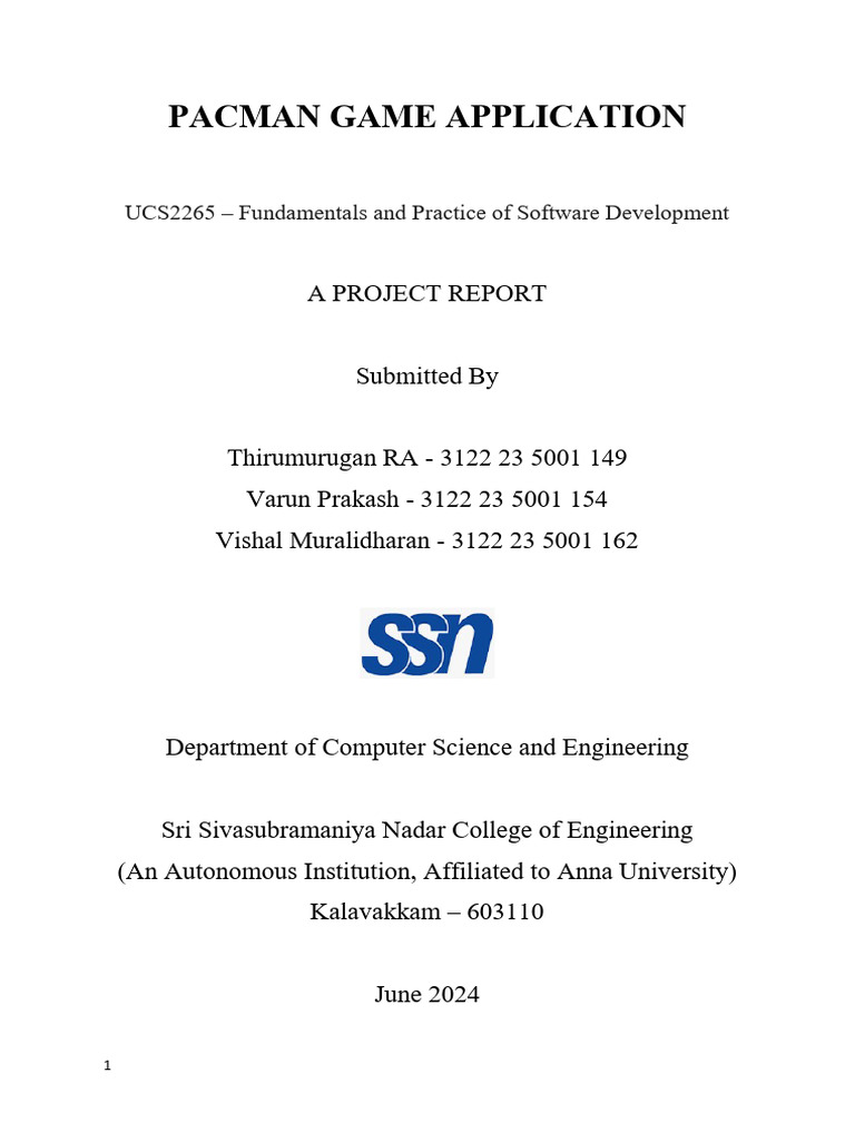 PACMAN Game Development Project Report | PDF | Pointer (Computer ...