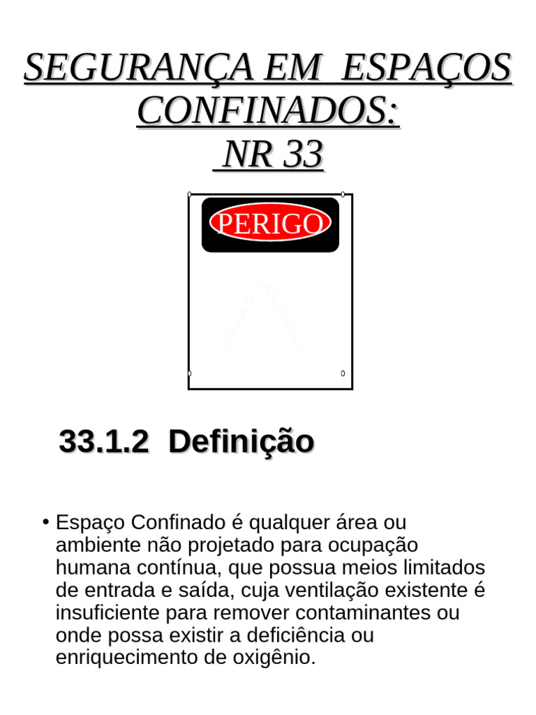 Segurança em Espaços Confinados NR 33 | PDF
