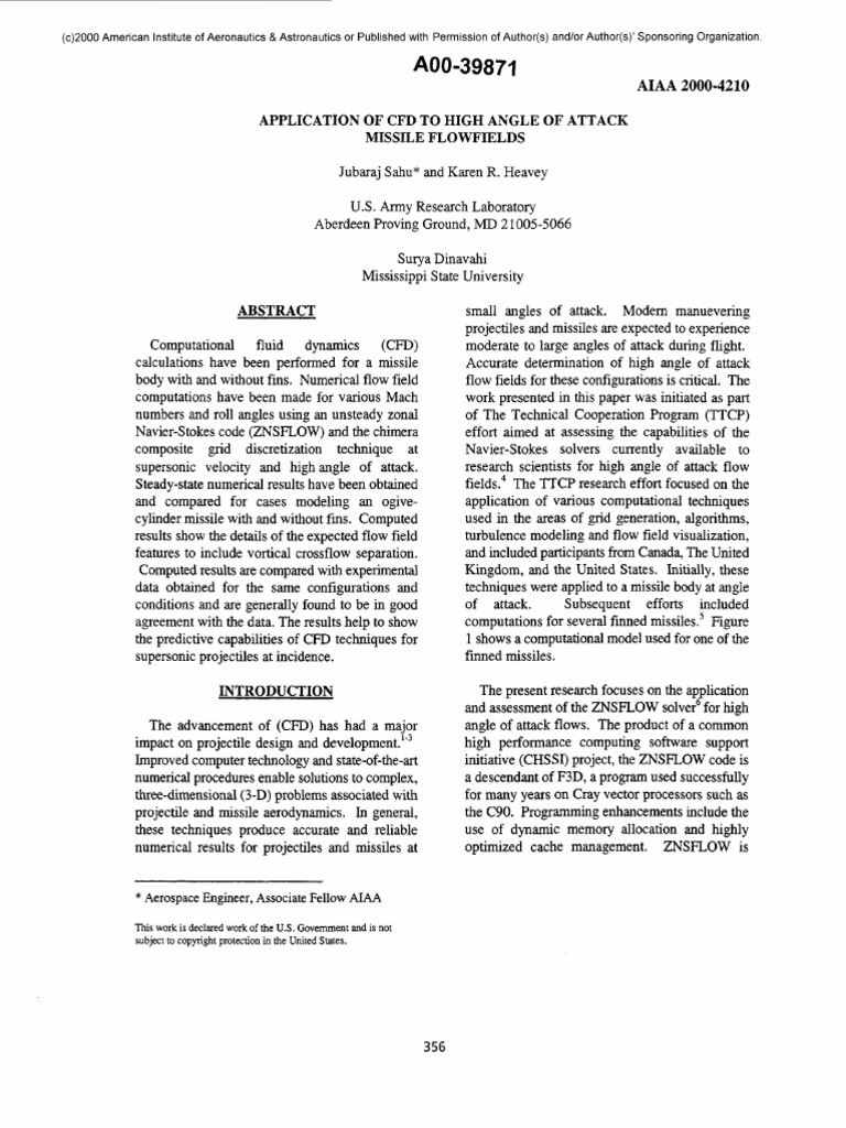 CFD Analysis of Supersonic Missile Flow | PDF | Computational Fluid ...