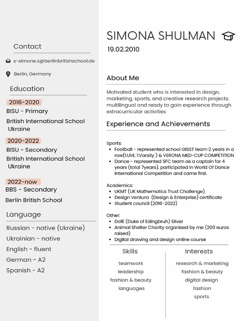 Minimalist Modern Professional CV Resume | PDF