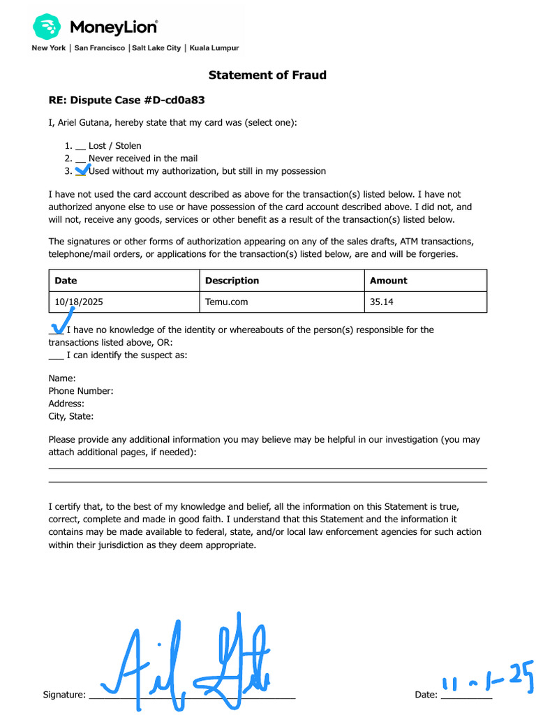 Statement of Fraud | PDF