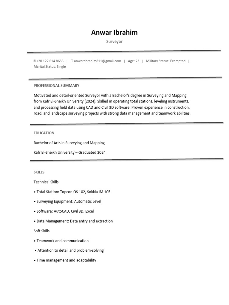 Anwer Cv Surveyor PDF Last | PDF