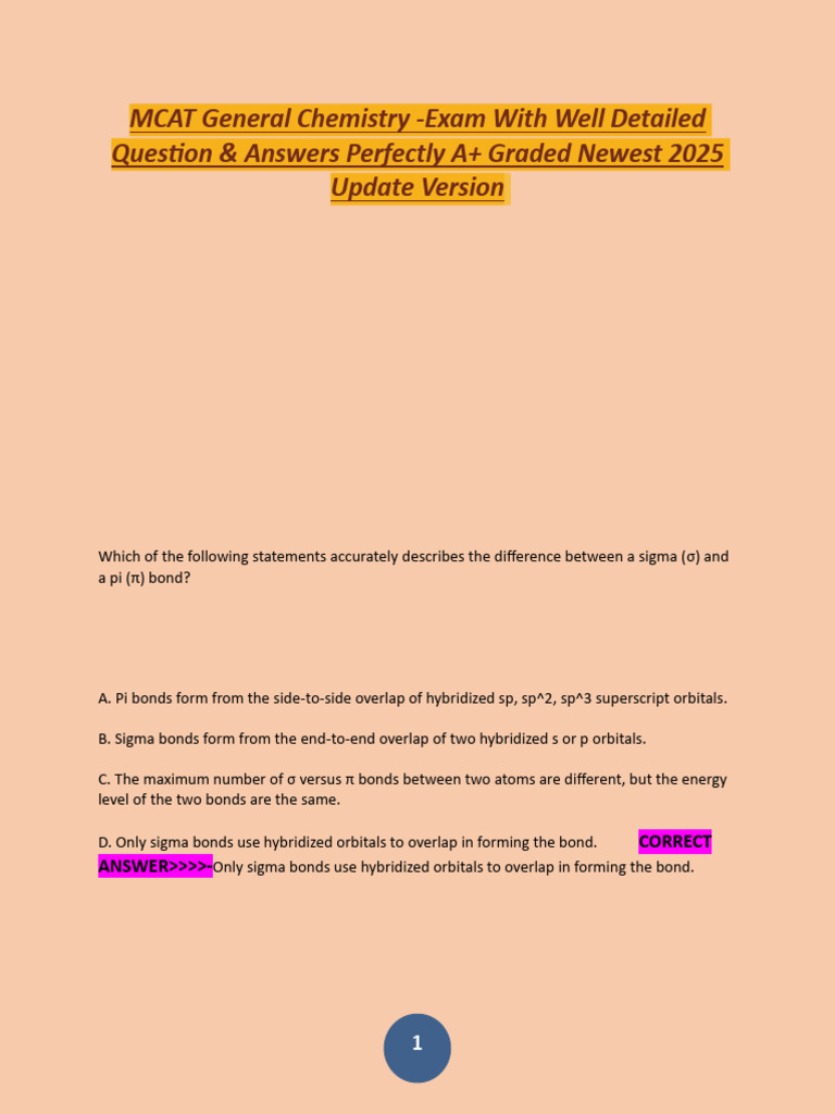 MCAT 2025 Chemistry Exam Q&A Guide | PDF | Acid | Nicotinamide Adenine ...
