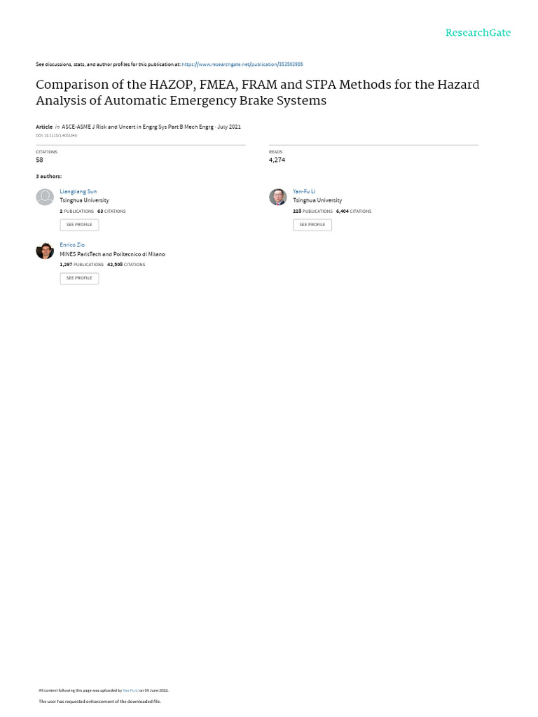 Comparison of The HAZOP, FMEA, FRAM and STPA Methods For The Hazard ...