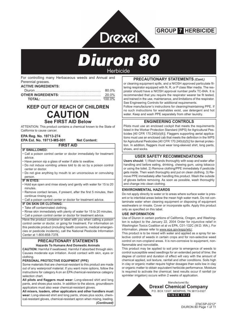 Diuron 80 Herbicide for Weed Control | PDF | Herbicide | Weed