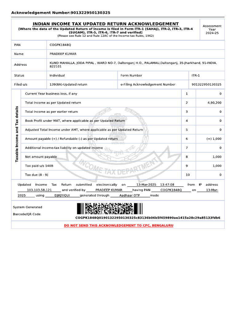 Pradeep Itr 24-25 | PDF