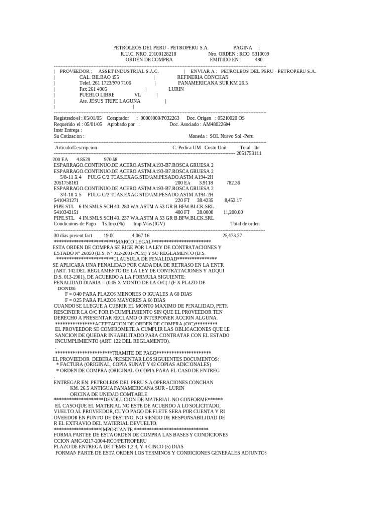 Mc-217-2004-Rco - Petroperu-Contrato U Orden de Compra o de Servicio | PDF