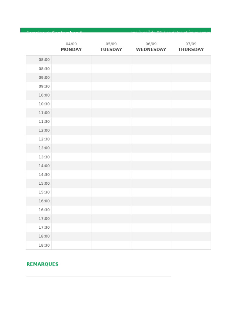 Emploi du temps semaine de septembre | PDF