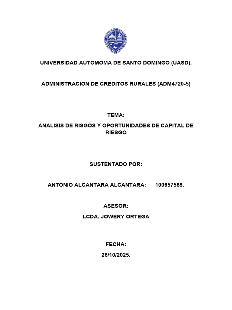 ACTIVIDAD2 Análisis de Riesgos y Oportunidades Del Capital Riesgo | PDF ...