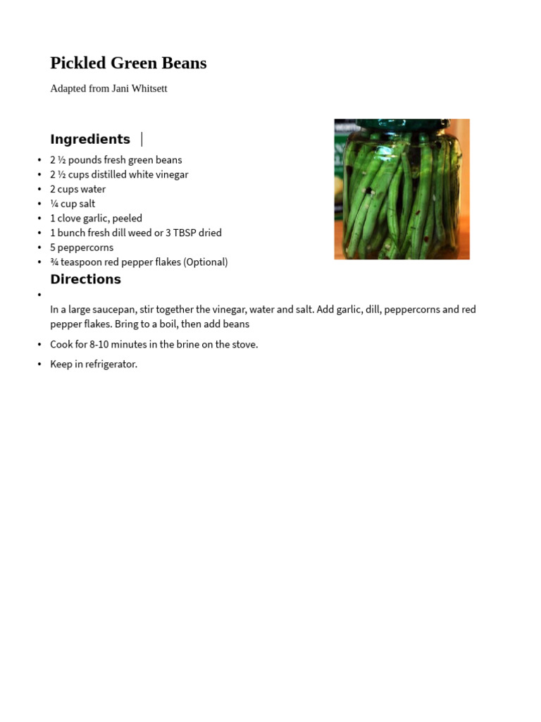 Crisp Pickled Green Beans | PDF