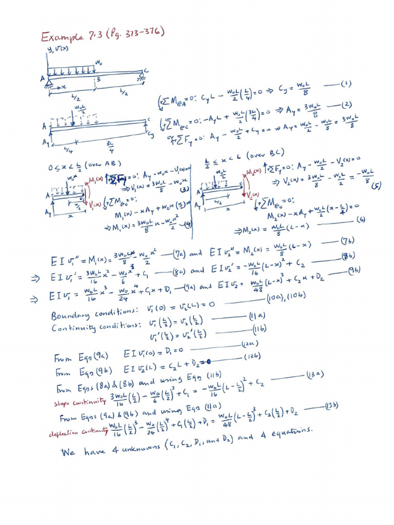 MEC 430 Example 7-3 Beam Deflection | PDF