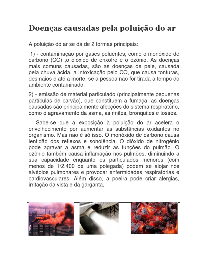 Doenças Causadas Pela Poluição Do Ar | PDF