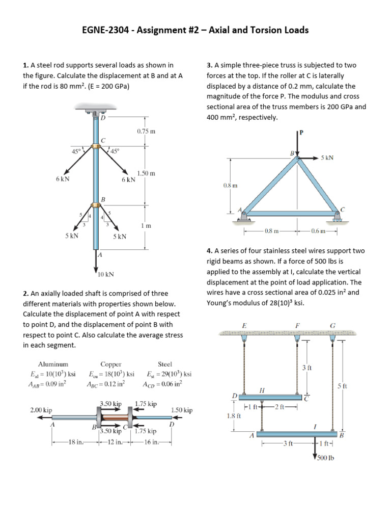 Axial and Torsion Load Calculations | PDF | Strength Of Materials ...