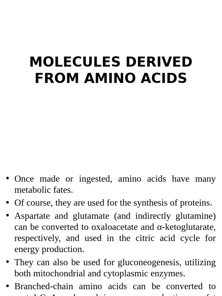 Amino Acids in Energy Metabolism | PDF | Citric Acid Cycle | Chemistry