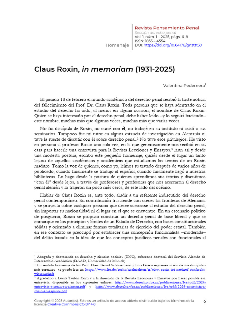 Homenaje a Claus Roxin: Legado Penal | PDF | Derecho penal | Justicia