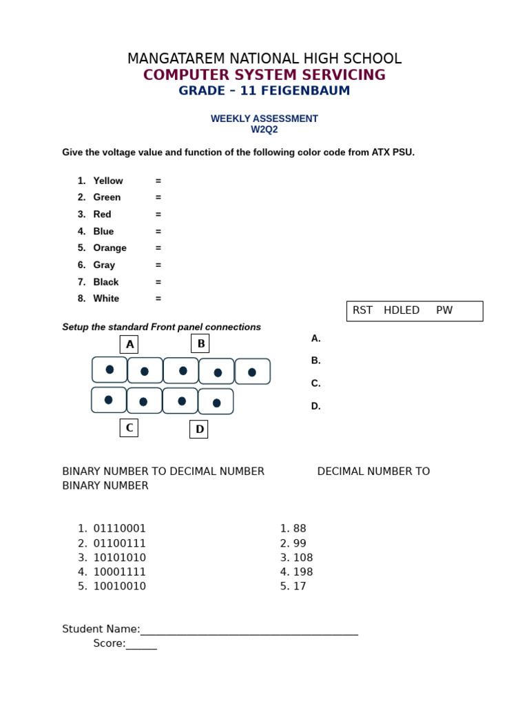 ATX PSU Voltage Color Code Guide | PDF