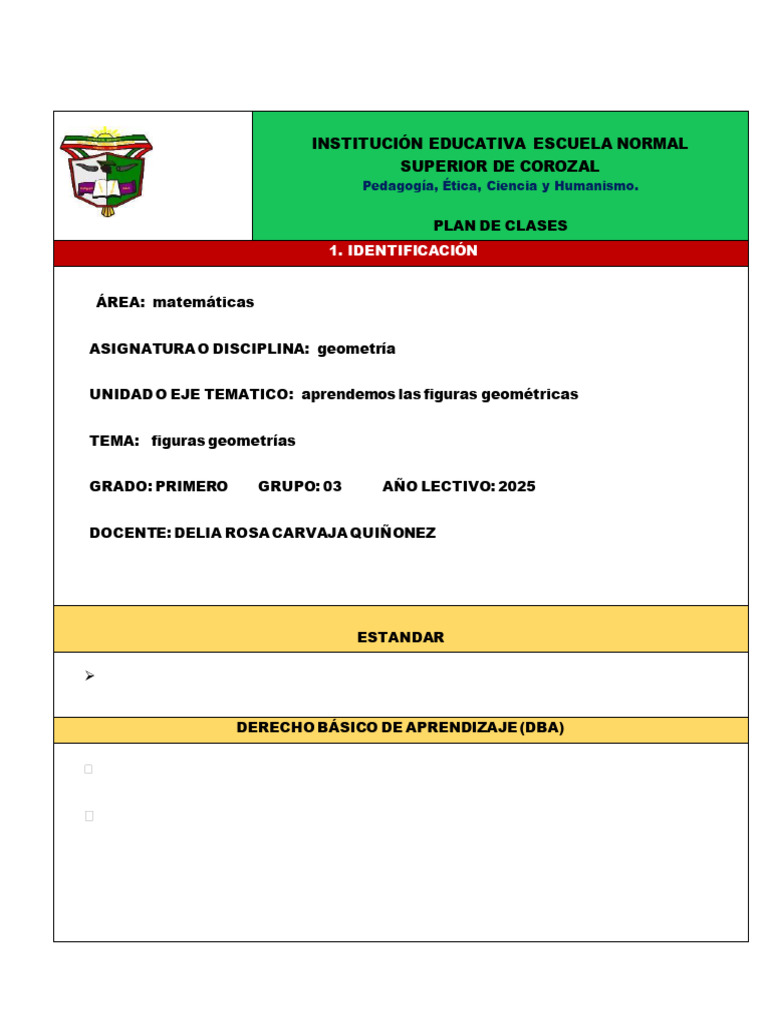 Plan de Clase Geometria Listo | PDF | Geometría | Aprendizaje