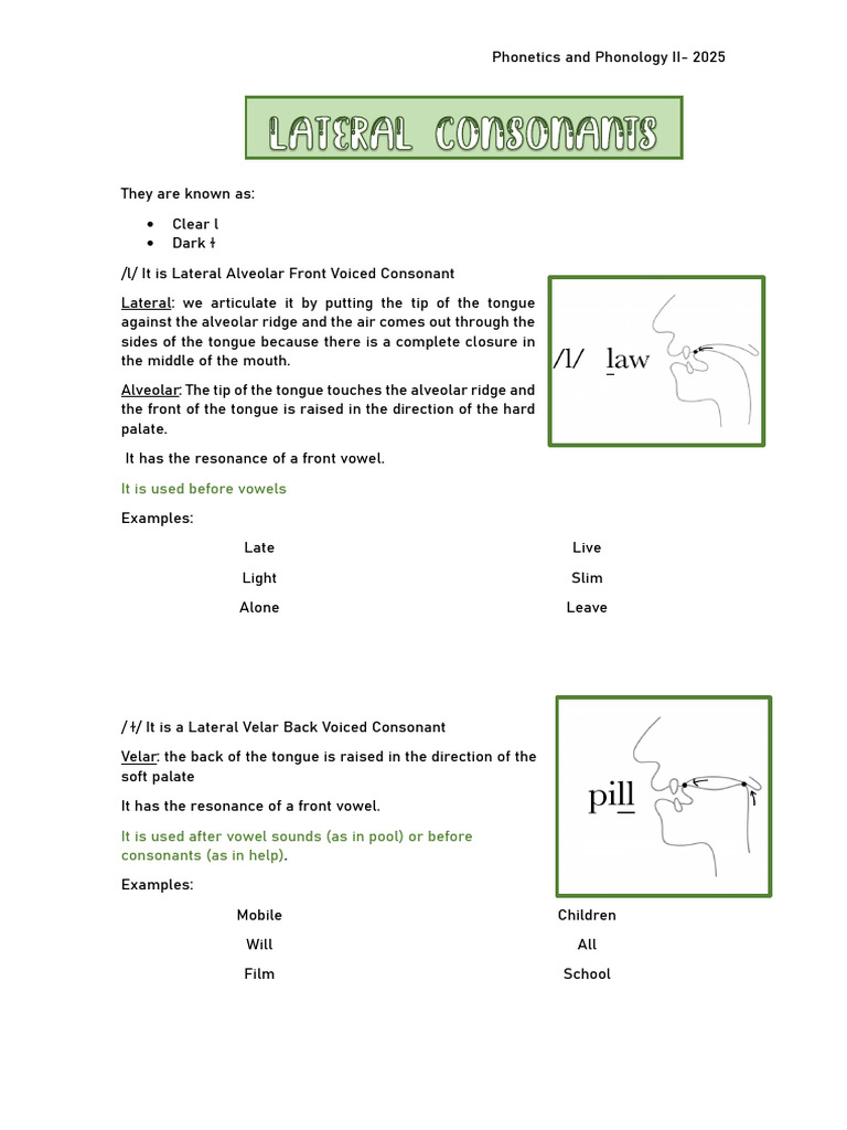 Understanding Lateral Consonants | PDF
