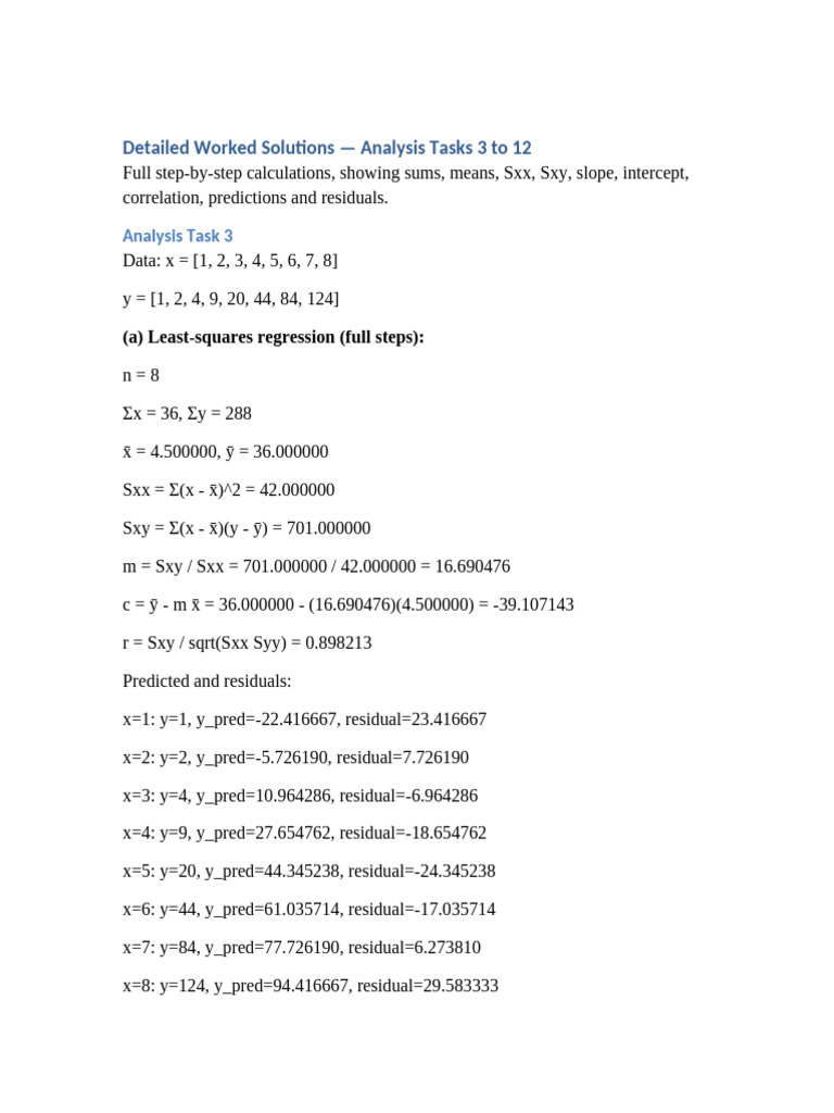 Analysis Tasks 3 To 12 Detailed Solutions | PDF | Least Squares ...