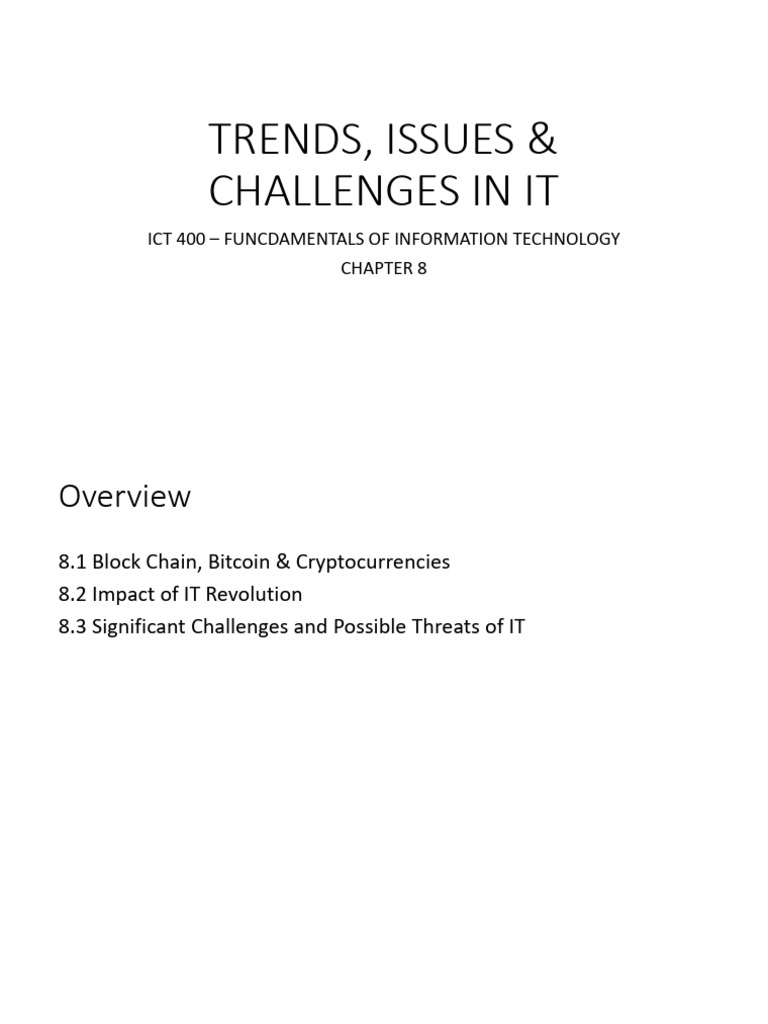 Ch8 - Trends, Issues and Challenges in It | PDF | Bitcoin | Cryptocurrency