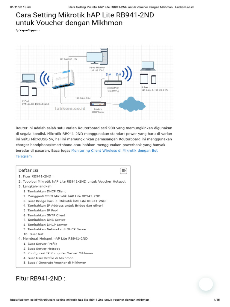 Setting Mikrotik hAP Lite untuk Voucher | PDF