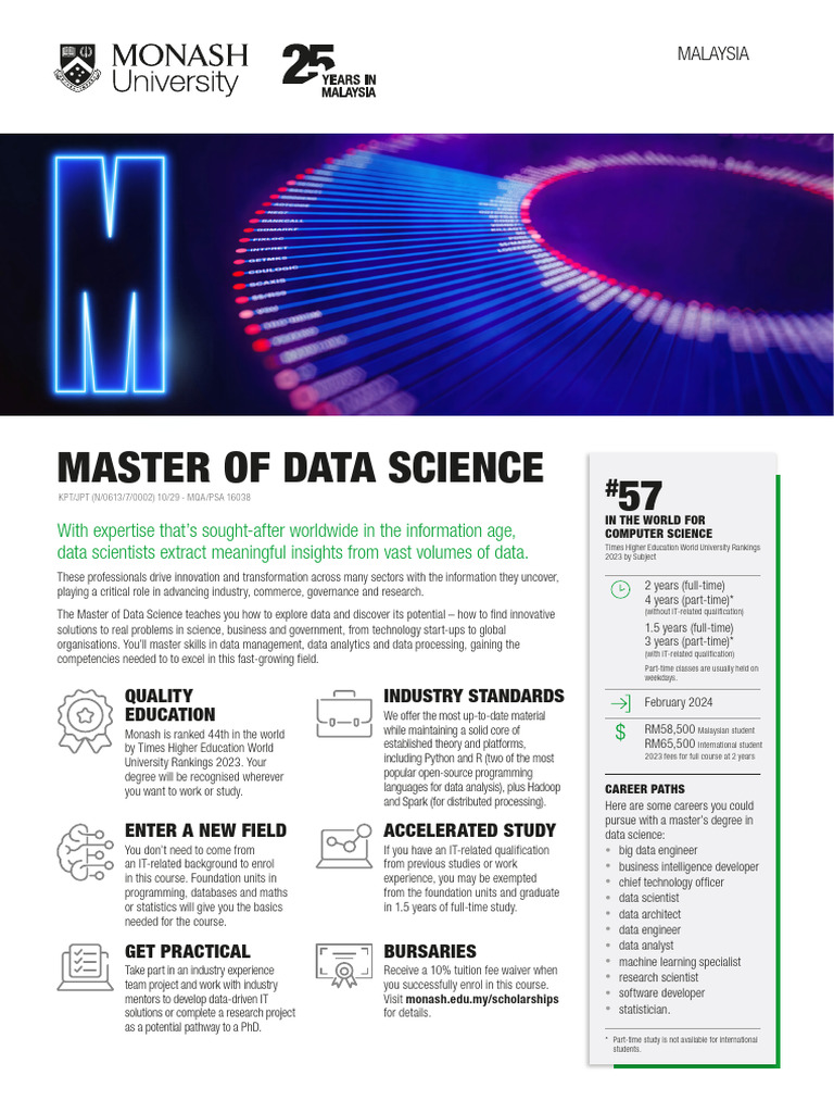 Monash Master of Data Science Overview | PDF | Data Science | Test Of ...
