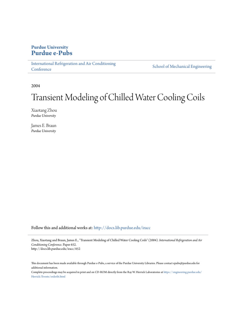 Transient Modeling of Chilled Water Cooling Coils | PDF | Heat Transfer ...