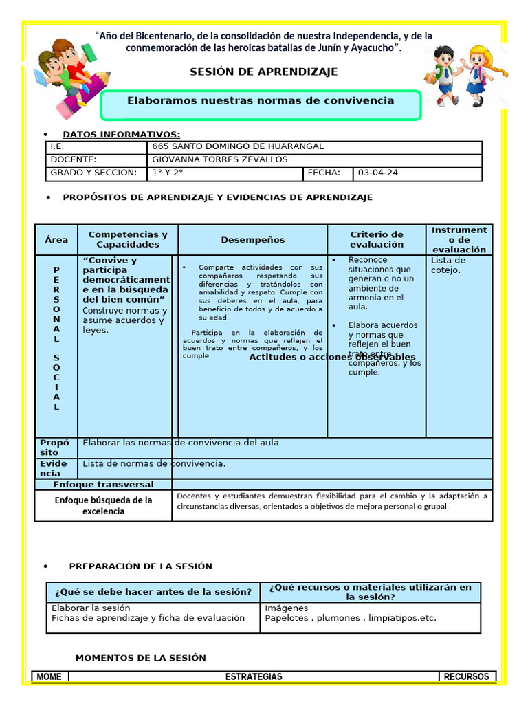 Normas de Convivencia en el Aula | PDF | Salón de clases | Modificación ...