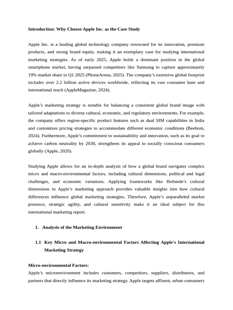 Apple Inc.'s Global Marketing Strategies | PDF | Apple Inc. | Marketing ...