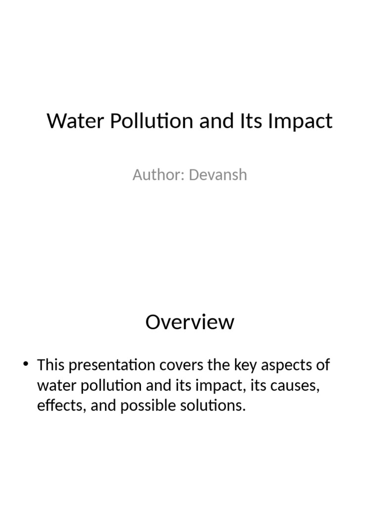 Environment Pollution 3 Water Pollution and Its Impact | PDF