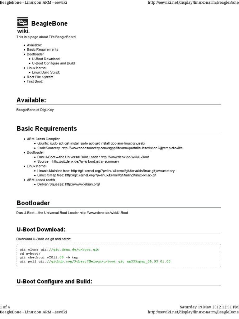 BeagleBone Linux Setup Guide | PDF | Sudo | Booting