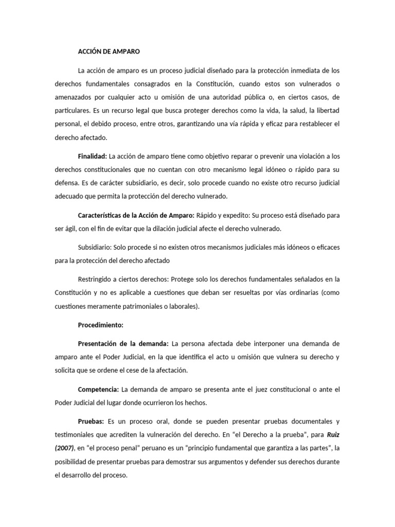 Guía sobre la Acción de Amparo | PDF | Debido al proceso | Sentencia (ley)